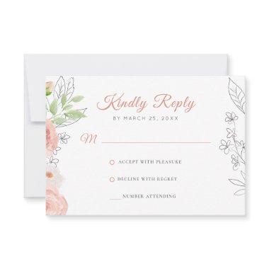 Floral rustic modern elegant watercolor wedding RSVP card