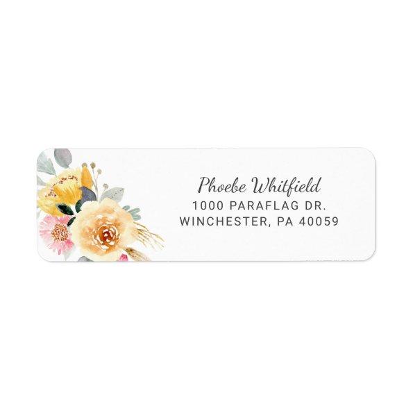Floral Rustic Watercolor Botanical Return Address Label