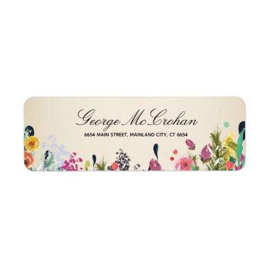 Floral Script Typography Return Address Label