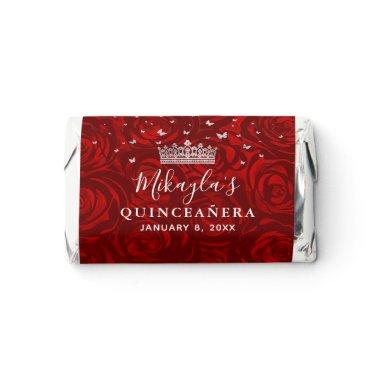 Floral Silver and Red Quinceanera Chocolate Hershey's Miniatures