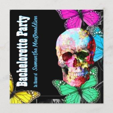 Floral skull and butterflies bachelorette party Invitations