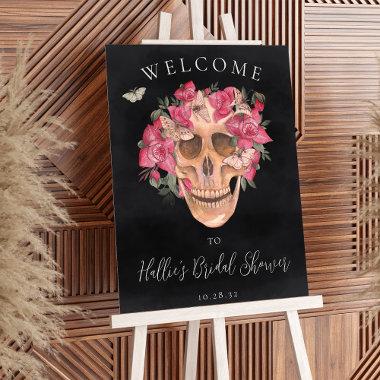 Floral Skull Halloween Bridal Shower Welcome Sign