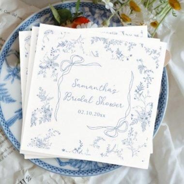 Floral Something Blue Bow  Napkins