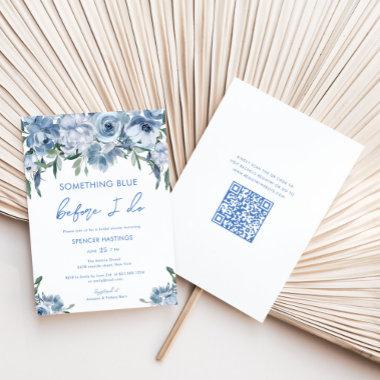 Floral Something Blue I Do Qr Code Bridal Shower Invitations