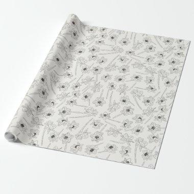 Floral Spring Daffodil | Cream and Gray Wrapping Paper
