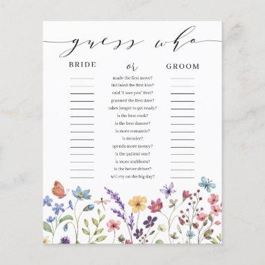 Floral Spring Summer Guess Who Bridal Shower Game
