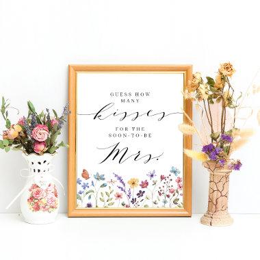 Floral Spring Summer Kisses Bridal Shower Game Poster