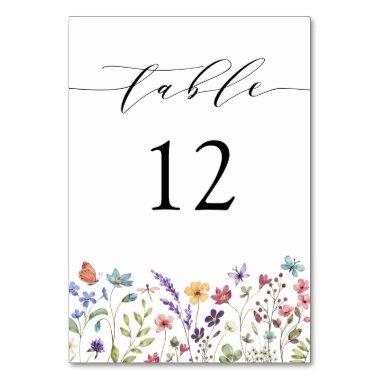 Floral Spring Summer Wildflower Wedding Table Number
