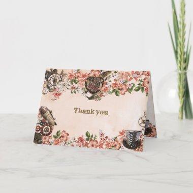 Floral Steampunk Thank You Invitations