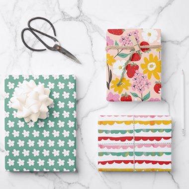 Floral Strawberry Dream Wrapping Paper Sheets