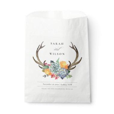 FLORAL SUCCULENT ANTLER BOHEMIAN ALLURE WEDDING FAVOR BAG