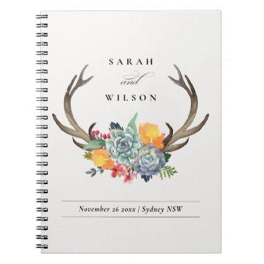 FLORAL SUCCULENT ANTLER BOHEMIAN ALLURE WEDDING NOTEBOOK