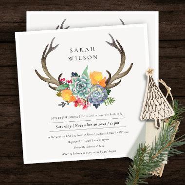 FLORAL SUCCULENT ANTLER BOHEMIAN BRIDAL LUNCHEON Invitations