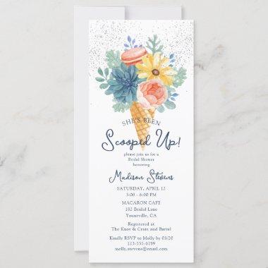 Floral Succulent Macaron Bridal Shower Invitations