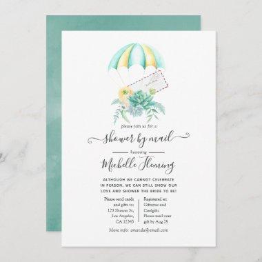 Floral Succulents Parachute Bridal Shower by Mail Invitations