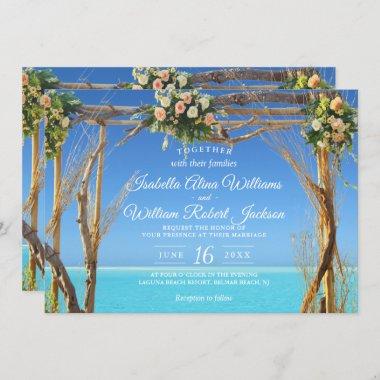 Floral Summer Beach Wedding Gate Invitations