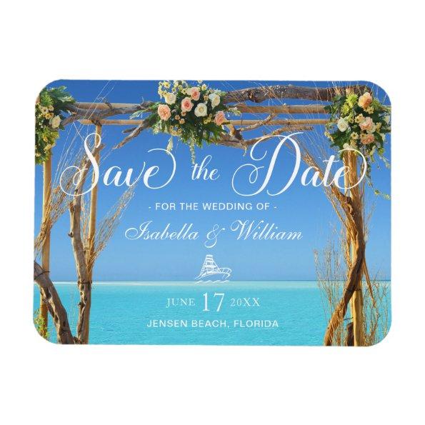 Floral Summer Beach Wedding Gate Save the Date Magnet