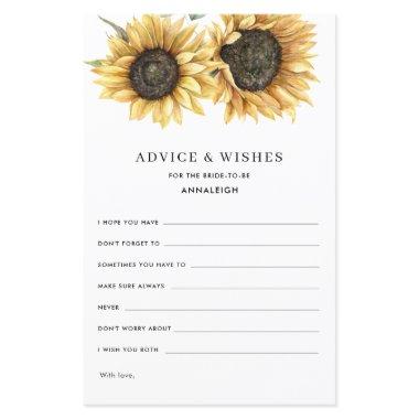 Floral Sunflower Bridal Shower Advice Card