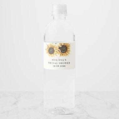Floral Sunflower Bridal Shower Water Bottle Label