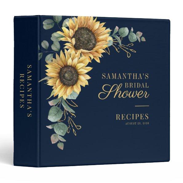 Floral Sunflower Eucalyptus Bridal Shower Recipes 3 Ring Binder