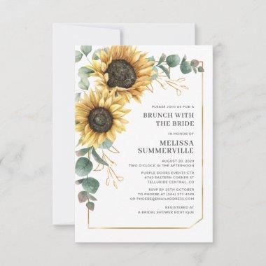 Floral Sunflower Eucalyptus Brunch with Bride Invitations