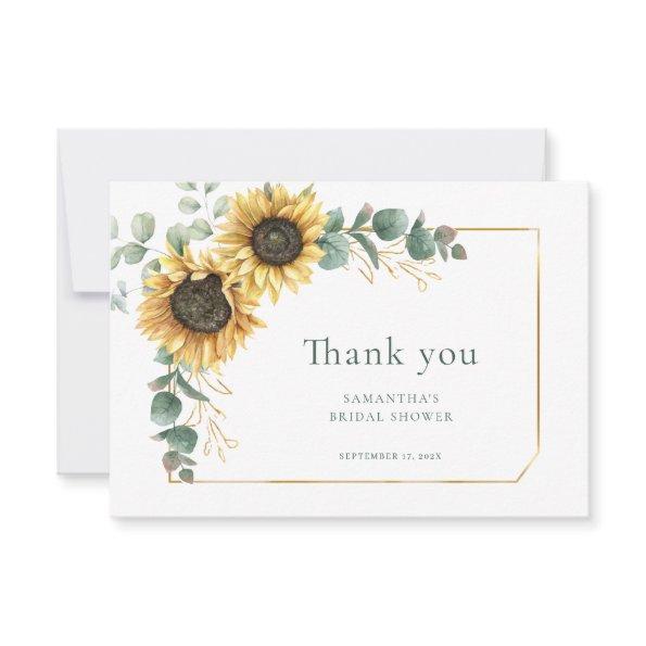 Floral Sunflower Eucalyptus Elegant  Thank You