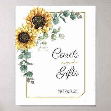 Floral Sunflower Eucalyptus Rustic Invitations and Gifts Poster