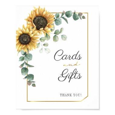 Floral Sunflower Eucalyptus Rustic Invitations and Gifts Poster