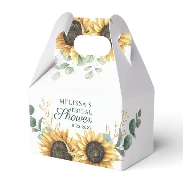 Floral Sunflower Eucalyptus Script Bridal Shower Favor Box
