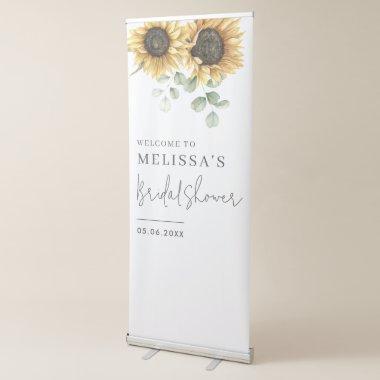 Floral Sunflower Eucalyptus Script Bridal Shower Retractable Banner