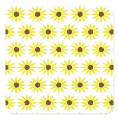 Floral Sunflower Patterns Golden Yellow Flowers Square Sticker