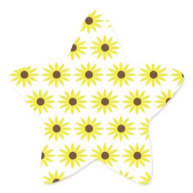 Floral Sunflower Patterns Golden Yellow Flowers Star Sticker