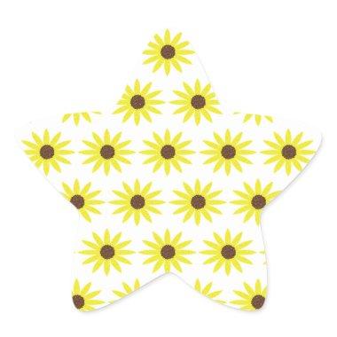 Floral Sunflower Patterns Golden Yellow Flowers Star Sticker