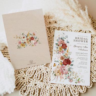 Floral Symphony | Chic Garden Flower Bridal Shower Invitations