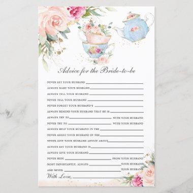 Floral Tea Party Advice for the Bride to Be Game