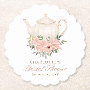 Floral Tea Party Bridal Shower Paper Coaster