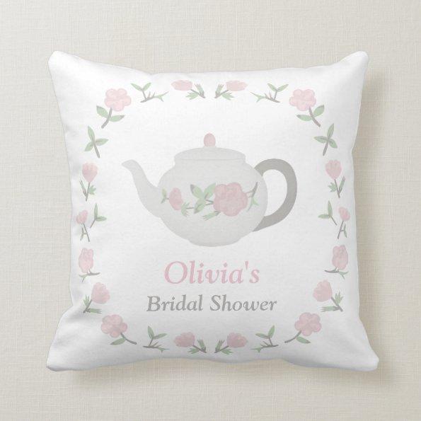 Floral Tea Party Bridal Shower Party Centrepiece Throw Pillow
