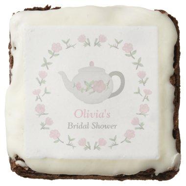 Floral Tea Party Bridal Shower Party Treats Chocolate Brownie