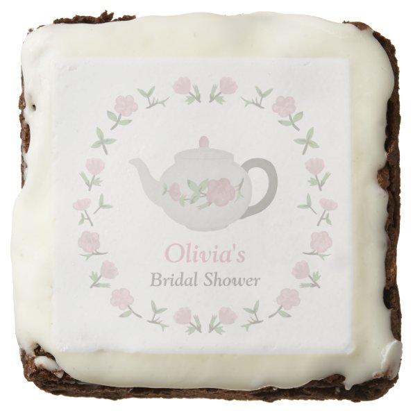 Floral Tea Party Bridal Shower Party Treats Chocolate Brownie