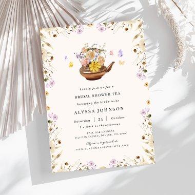 Floral Tea Pot Wildflowers Frame  Tea