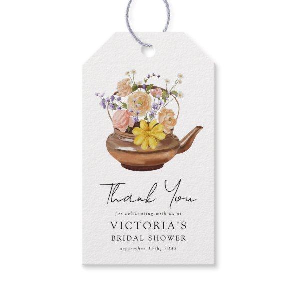 Floral Teapot  Favor Gift Tags