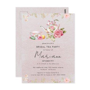 Floral Teapot  Tea Party Invitation Post