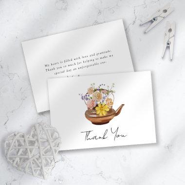 Floral Teapot Bridal Shower Tea Party Thank You Invitations