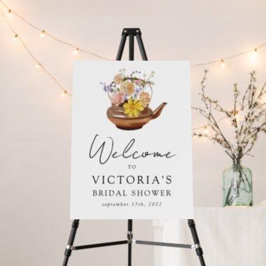 Floral Teapot Bridal Shower Welcome Sign