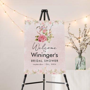Floral Teapot  Welcome Sign