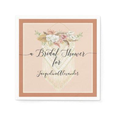 Floral Terra Cotta Pampas Grass Foliage Bridal Napkins