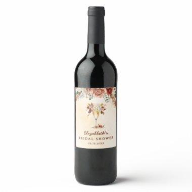 Floral Terracotta Boho  Wine Label