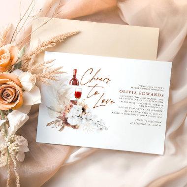 Floral Terracotta Boho Wine Tasting Bridal Shower Invitations