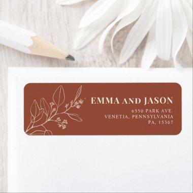 Floral Terracotta Wedding return address labels