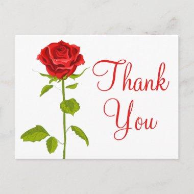 Floral Thank You Red Rose Flowers Wedding Romantic PostInvitations